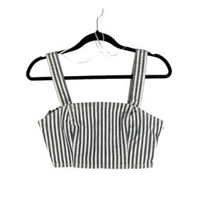Zara Denim Striped Crop Tank Top Blouse size Small